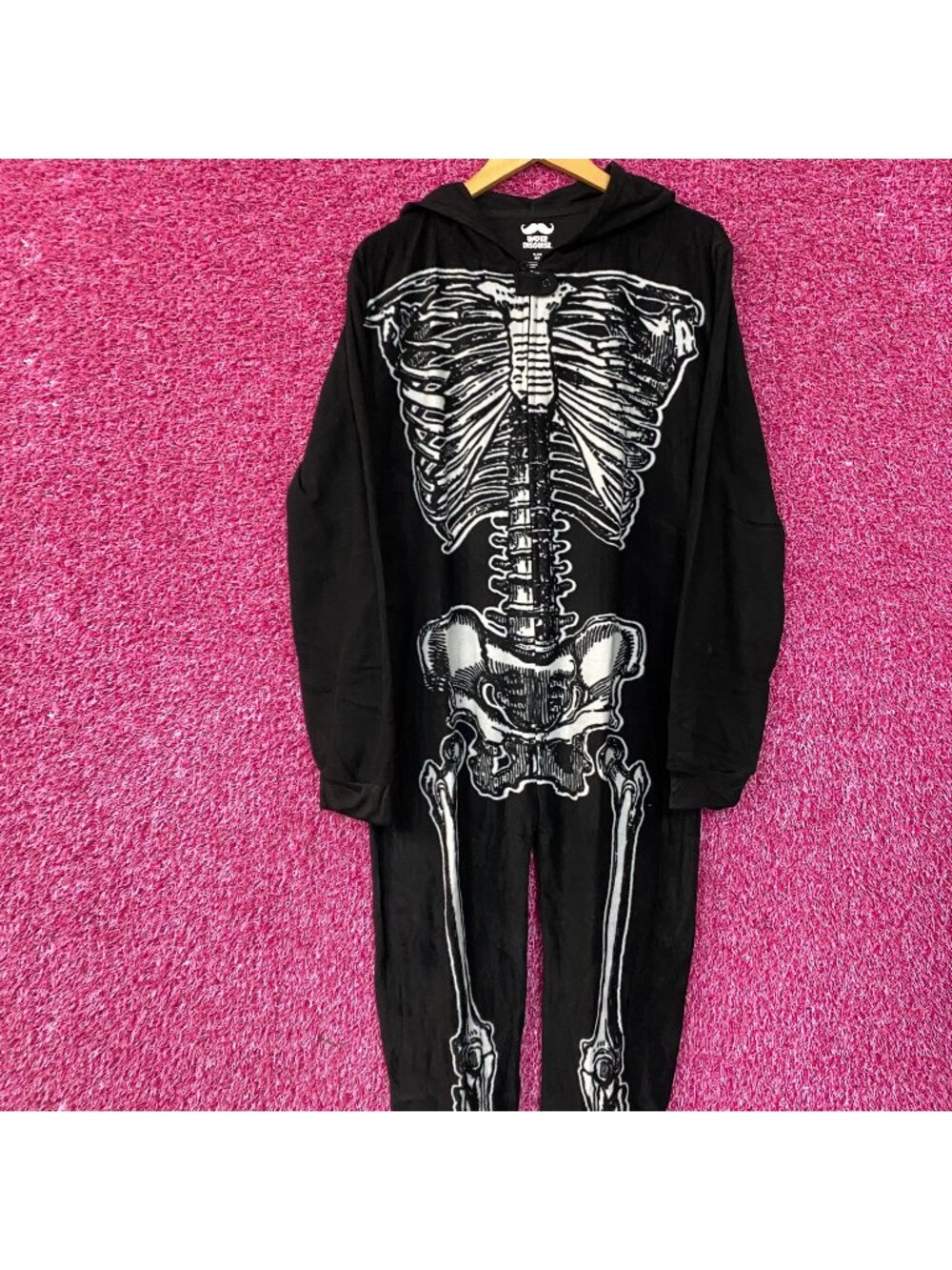 Under Disguise Skeleton Black Warm Fleece One Piece Zip Up Onesie XL
